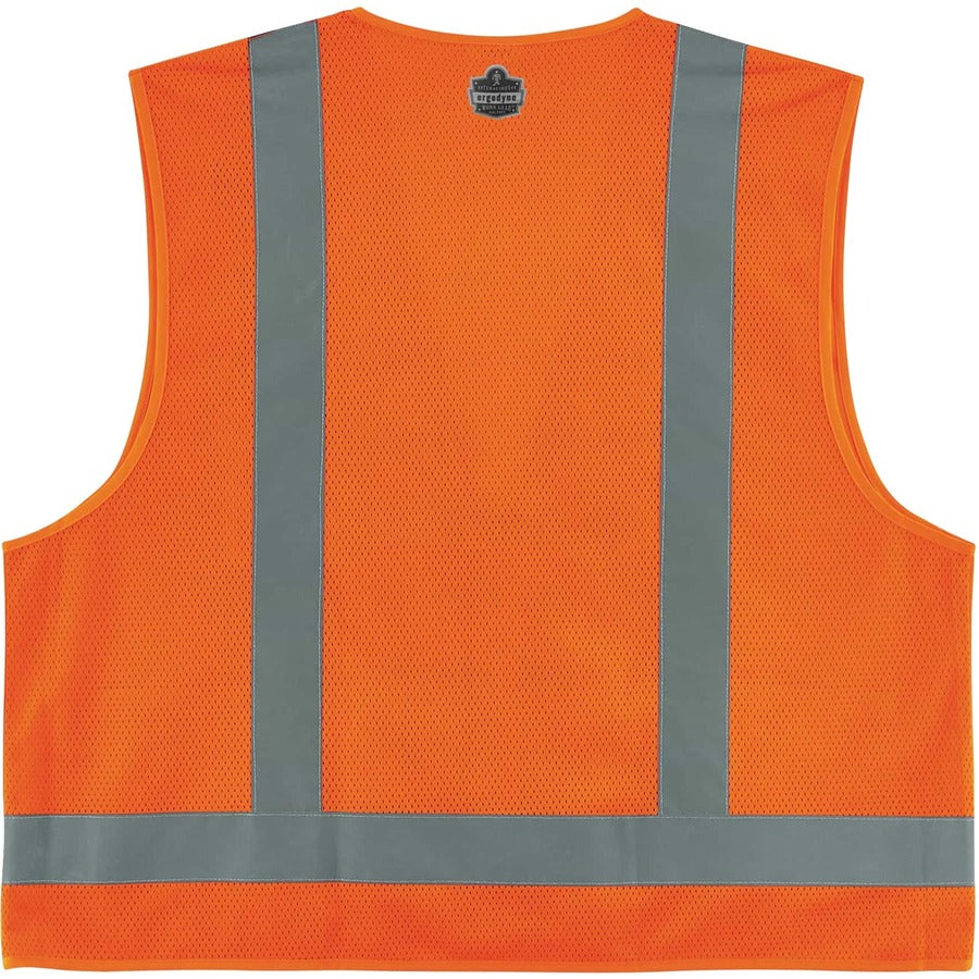 Ergodyne 8249Z Type R Class 2 Economy Surveyors Vest, Small/Medium, Zipper Closure, Orange, Polyester/Polyester Mesh, Reflective, High Visibility, Breathable, Lightweight, Multiple Pockets, 1 Each