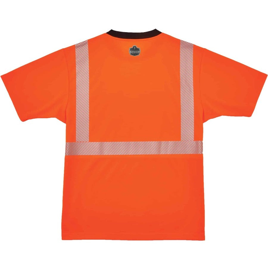 Ergodyne 8280BK Type R Class 2 Front Performance T-Shirt, Small, Polyester, Orange/Black, 1 Each