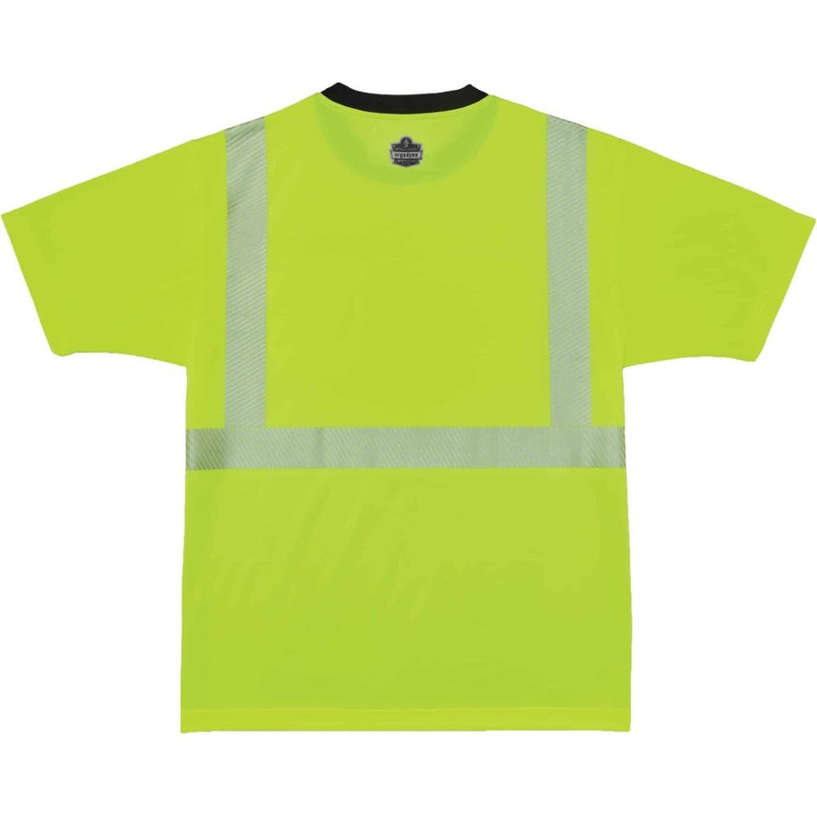 Ergodyne 8280BK Type R Class 2 Front Performance T-Shirt, Small, Polyester, Lime/Black, 1 Each