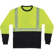 Ergodyne GloWear 8281BK Type R Class 2 Long Sleeve T-Shirt, Medium, Lime/Black, Polyester, 1 Each