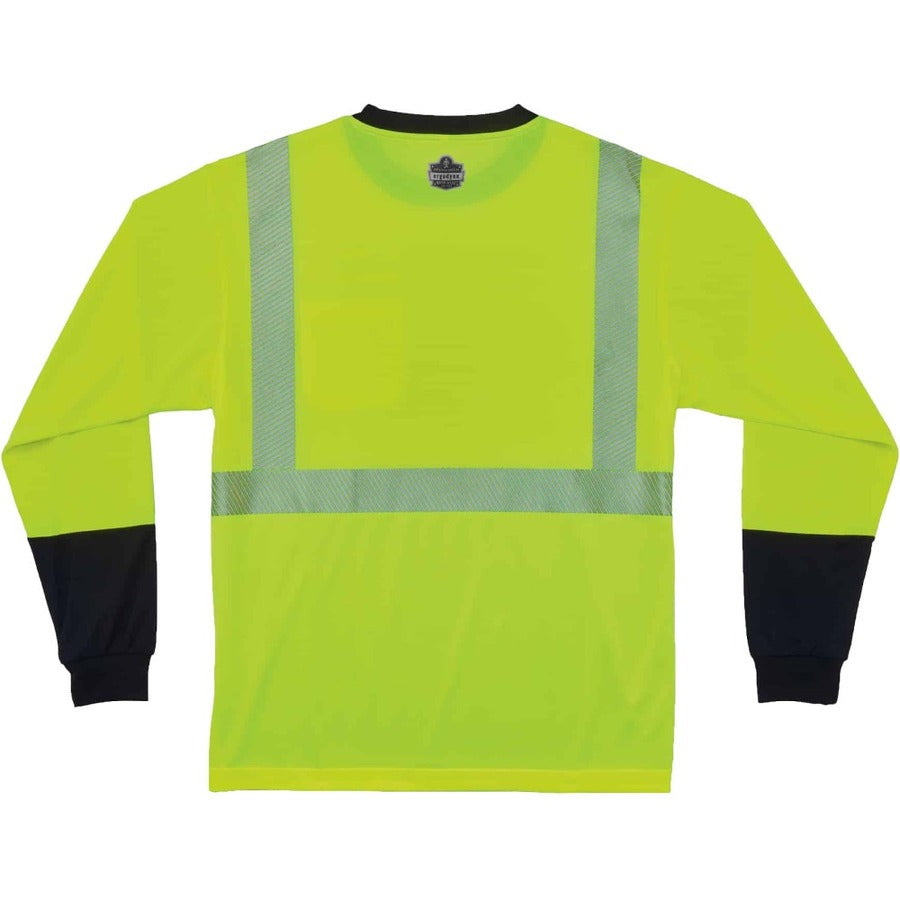 Ergodyne 8281BK Type R Class 2 Long Sleeve T-Shirt, 3XL, Lime/Black, Polyester, 1 Each