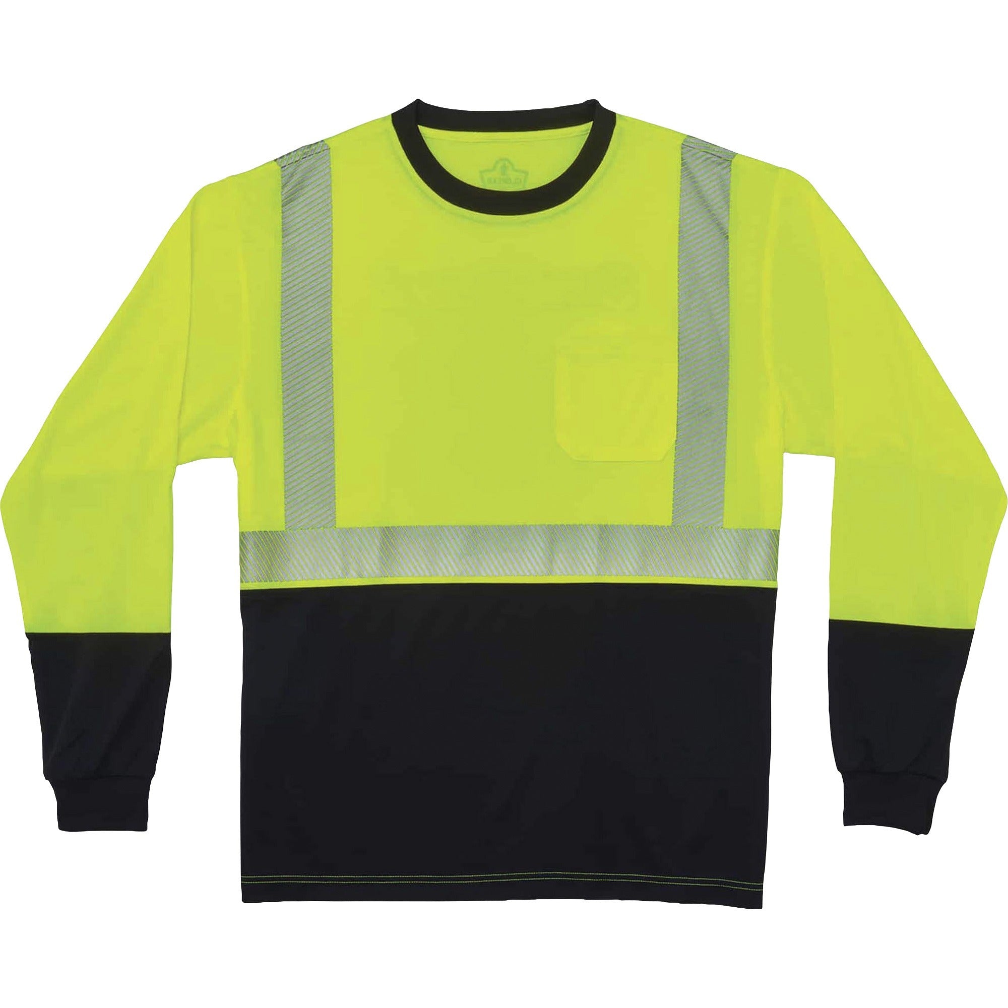 Ergodyne 8281BK Type R Class 2 Long Sleeve T-Shirt, 3XL, Lime/Black, Polyester, 1 Each