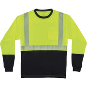 Ergodyne 8281BK Type R Class 2 Long Sleeve T-Shirt, 4XL, Polyester, Lime/Black, 1 Each