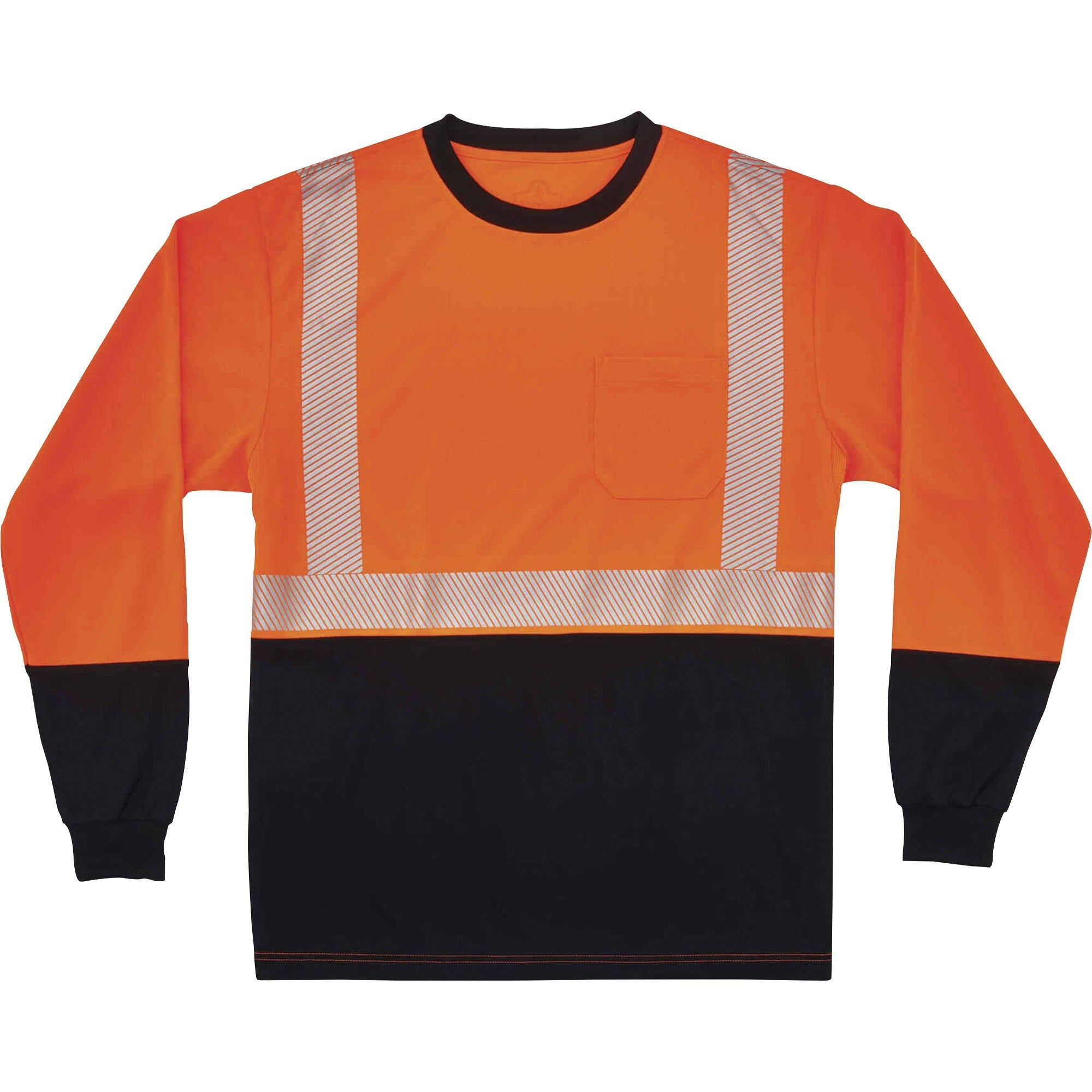Ergodyne 8281BK Type R Class 2 Long Sleeve T-Shirt, Small, Polyester, Orange/Black, 1 Each