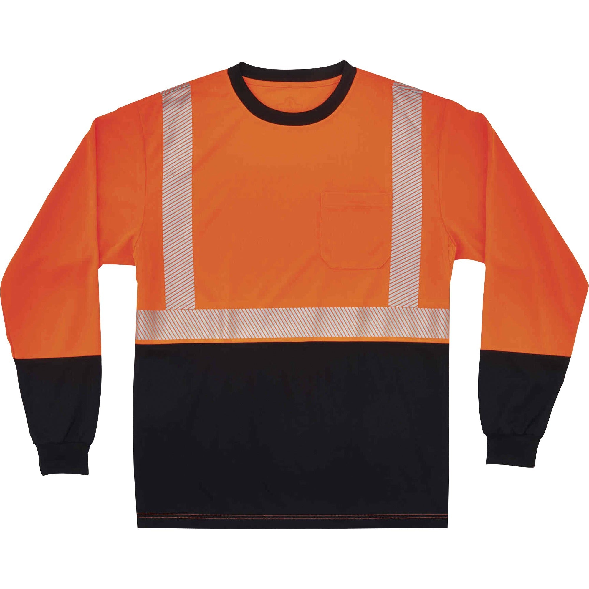 Ergodyne 8281BK Type R Class 2 Long Sleeve T-Shirt, Medium, Polyester, Orange/Black, 1 Each