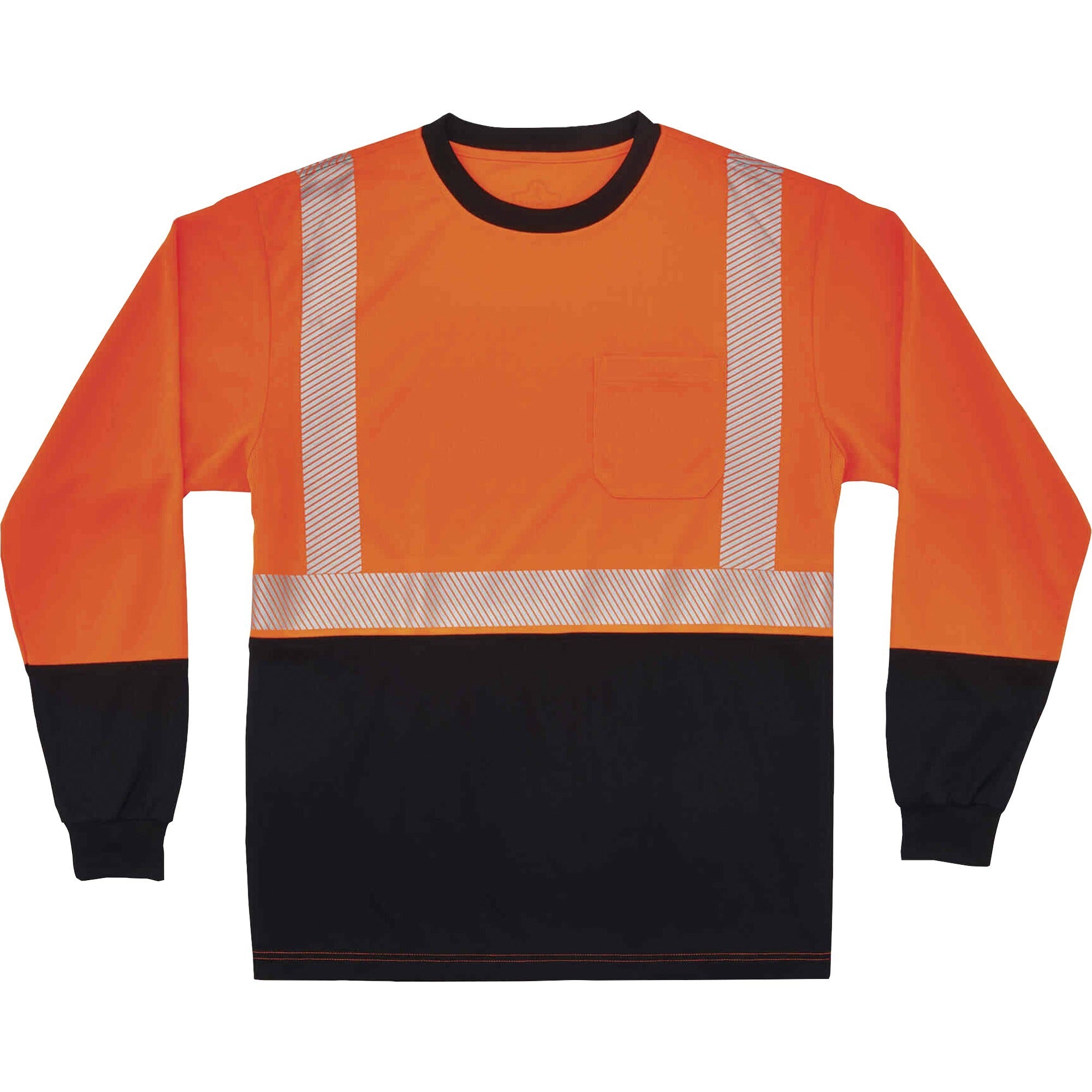 Ergodyne 8281BK Type R Class 2 Hi-Vis Long Sleeve T-Shirt, Large, Polyester, Orange/Black, 1 Each