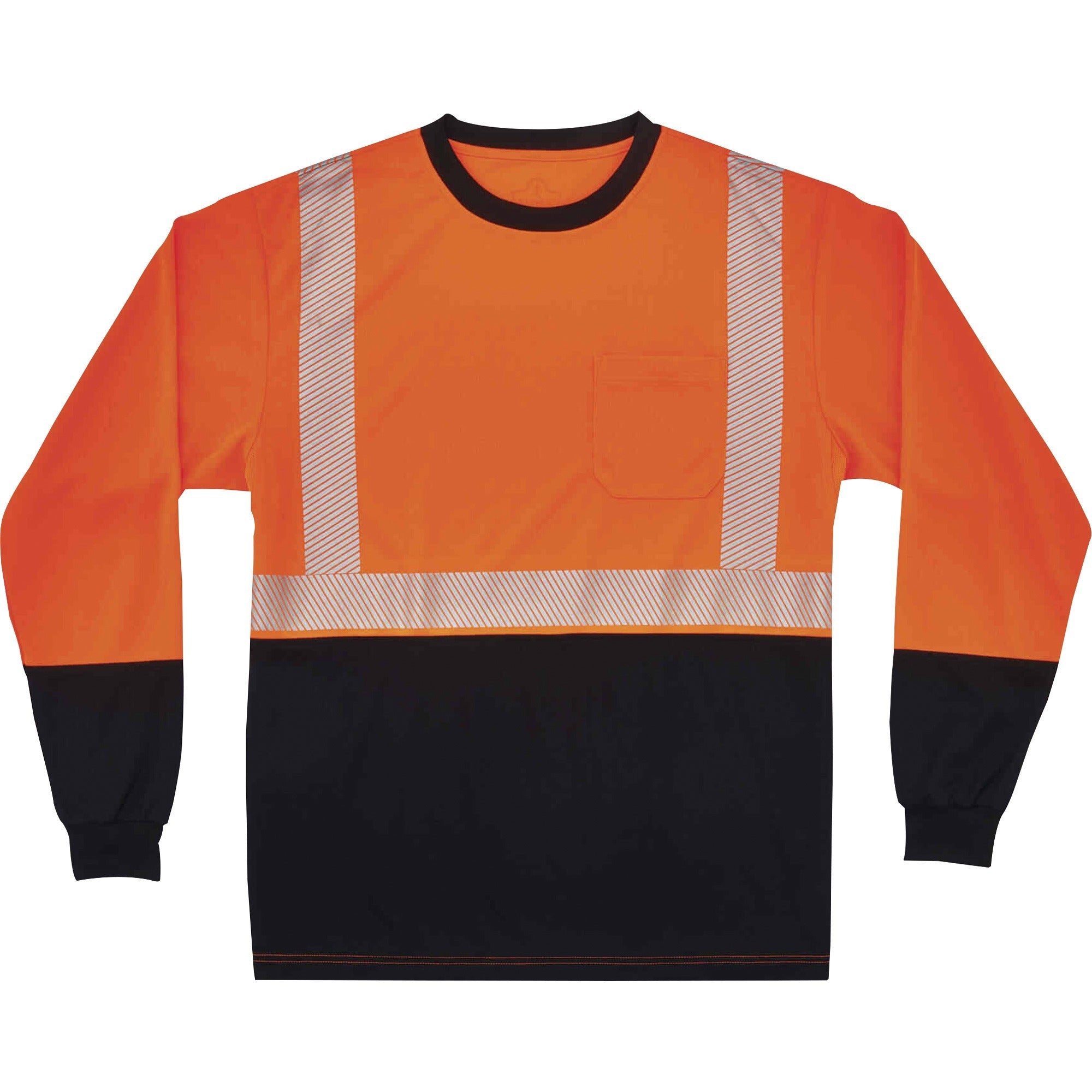 Ergodyne 8281BK Type R Class 2 Long Sleeve T-Shirt, 4XL, Polyester, Orange/Black, 1 Each