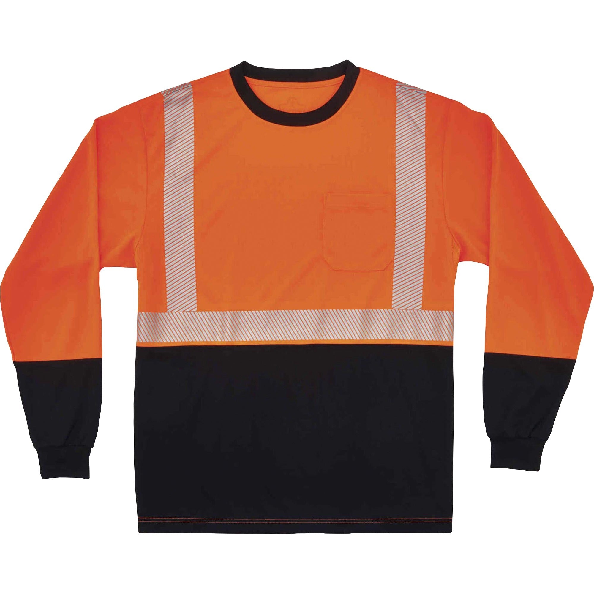 Ergodyne 8281BK Type R Class 2 Long Sleeve T-Shirt, 5XL, Polyester, Orange/Black, 1 Each