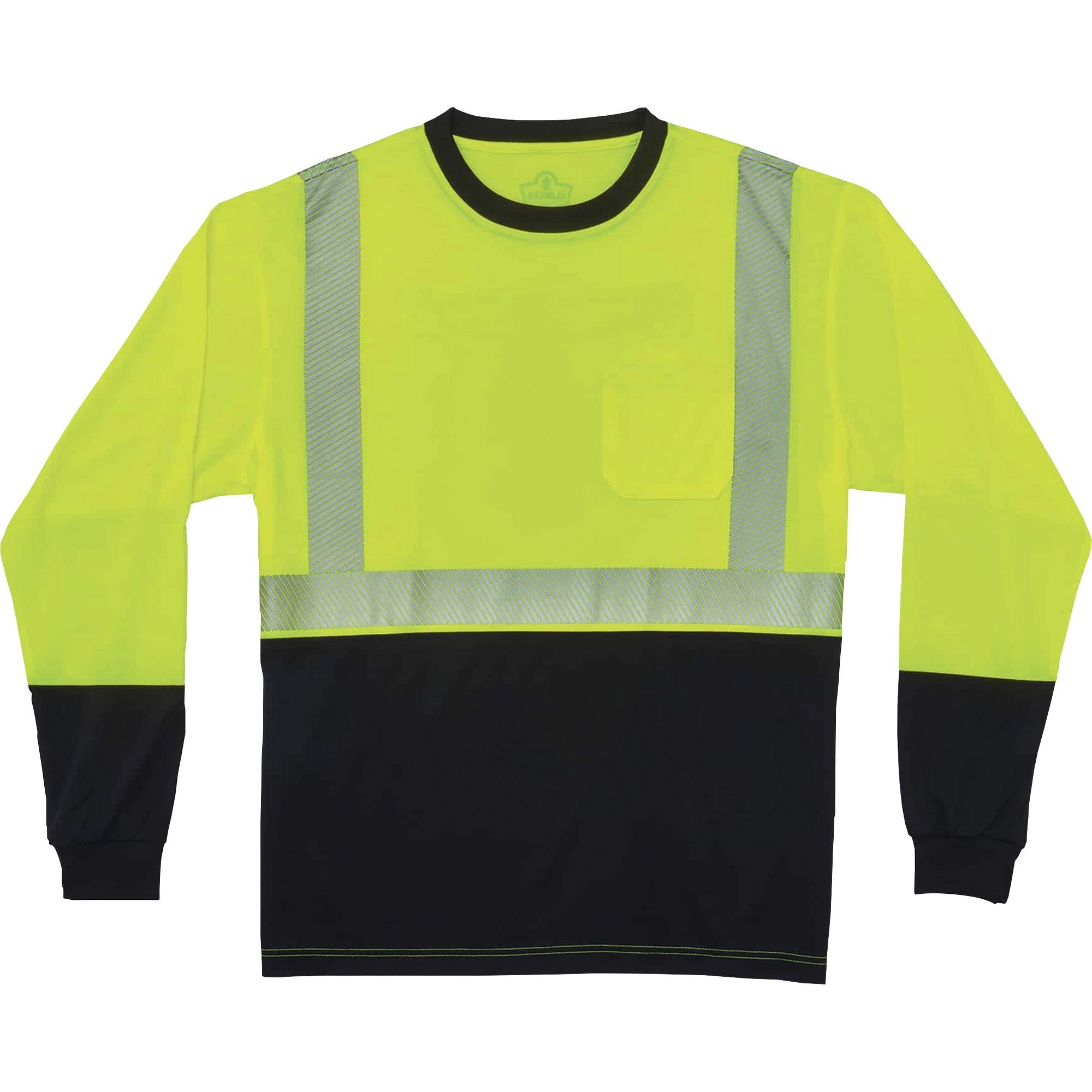Ergodyne GloWear 8281BK Type R Class 2 Long Sleeve T-Shirt, Small, Lime/Black, Polyester, 1 Each