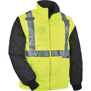 Ergodyne 8287 Type R Class 2 Hi-Vis Jacket with Removable Sleeves, 5X-Large, Lime, Zipper Closure, Polyurethane, Machine Washable, Wind and Water Resistant, Reflective, Badge Holder, 1 Each
