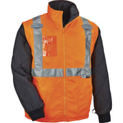 Ergodyne GloWear 8287 Type R Class 2 Hi-Vis Jacket with Removable Sleeves, 2X-Large, Orange, Zipper Closure, Reflective, Wind and Water Resistant, Machine Washable, 1 Each