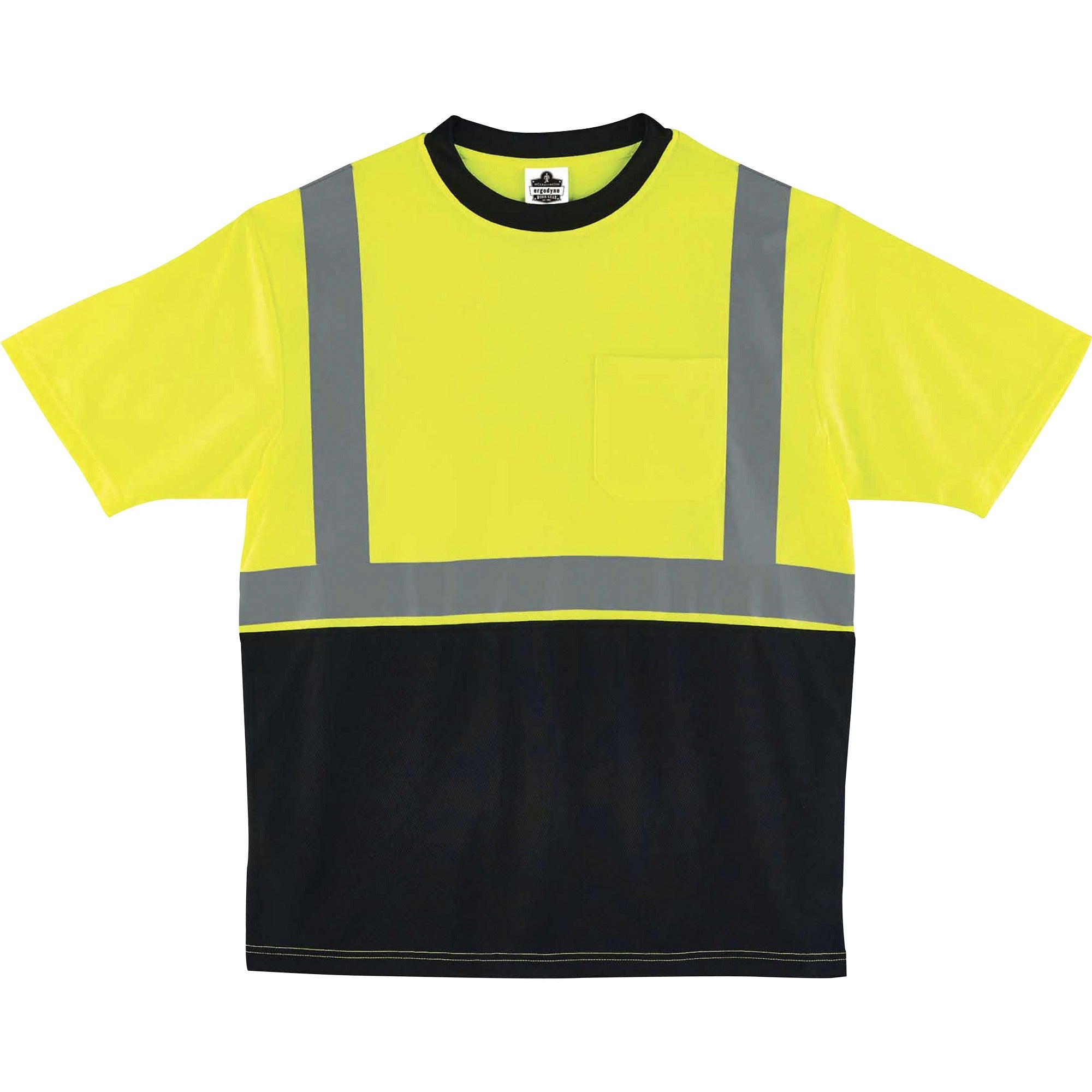 Ergodyne GloWear 8289BK Type R Class 2 Hi-Vis T-Shirt, Small, Lime/Black, Polyester, 1 Each