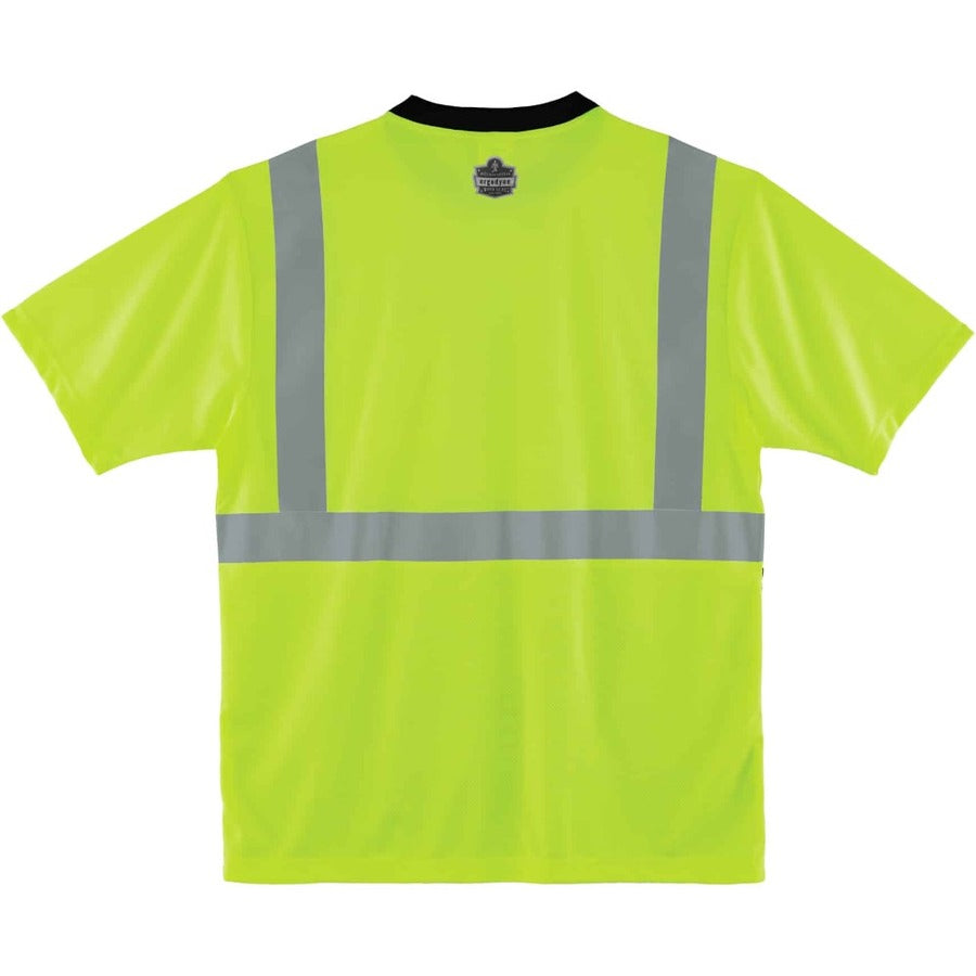 Ergodyne 8289BK Type R Class 2 Hi-Vis T-Shirt, Medium, Lime/Black, Polyester, 1 Each