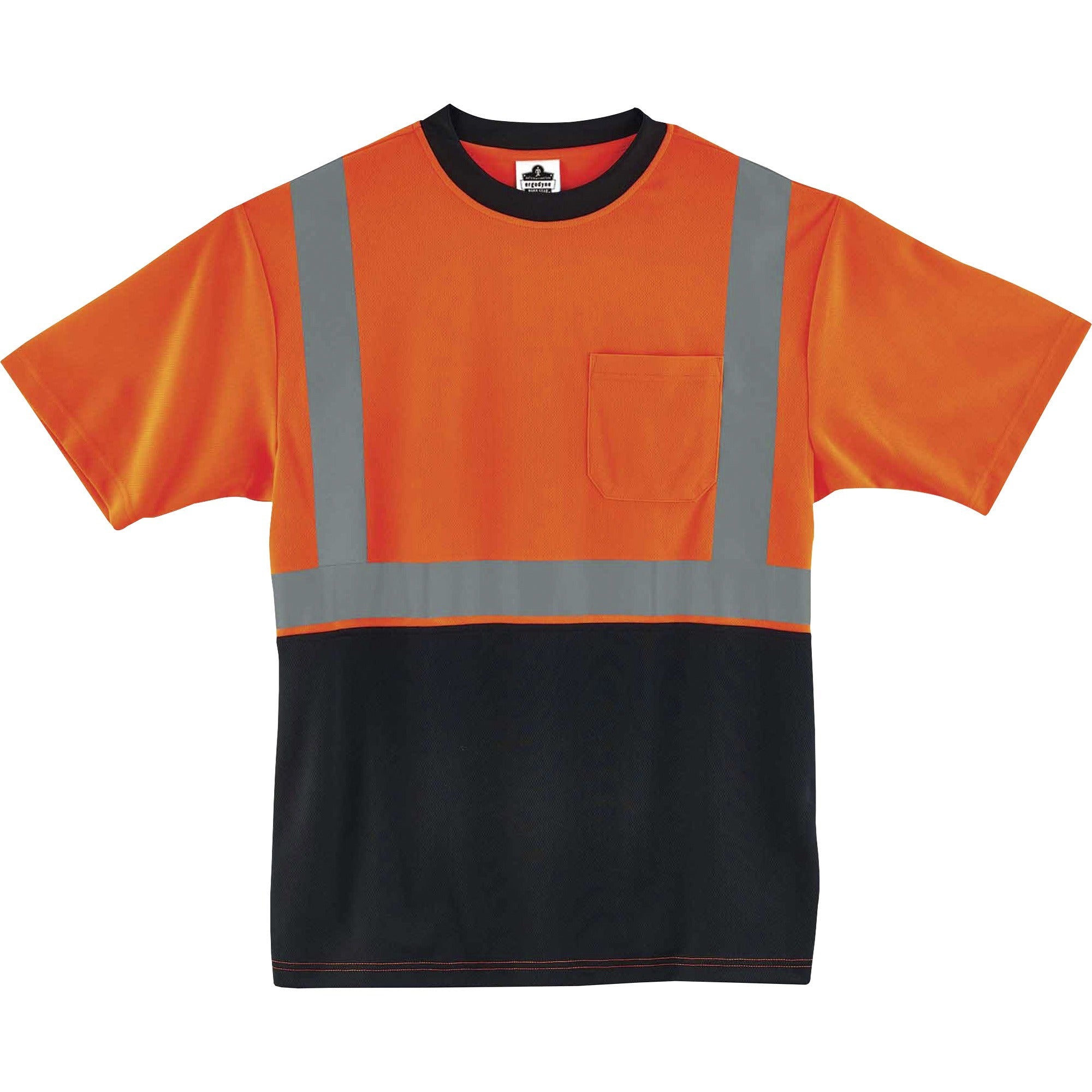 Ergodyne 8289BK Type R Class 2 Hi-Vis T-Shirt, Small, Polyester, Orange/Black, 1 Each