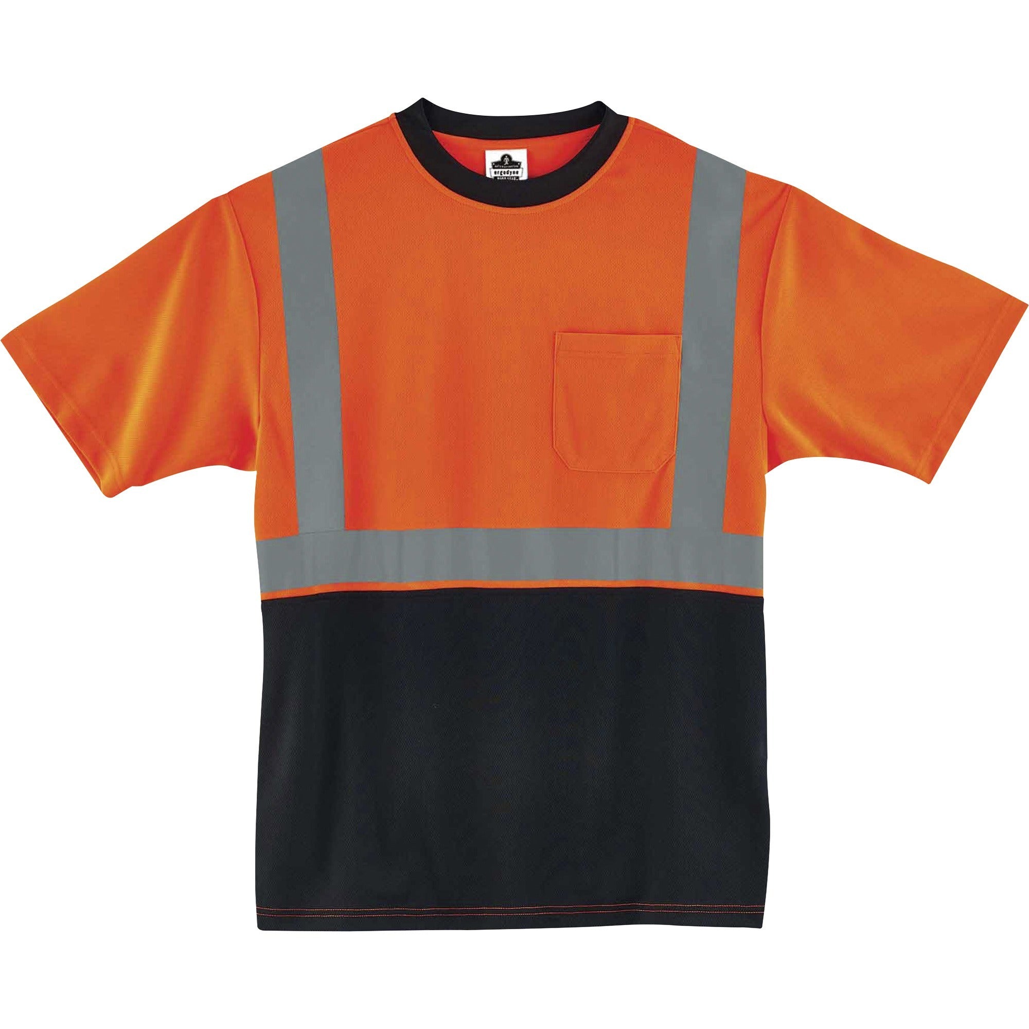 Ergodyne 8289BK Type R Class 2 Hi-Vis T-Shirt, Large, Polyester, Orange/Black, 1 Each