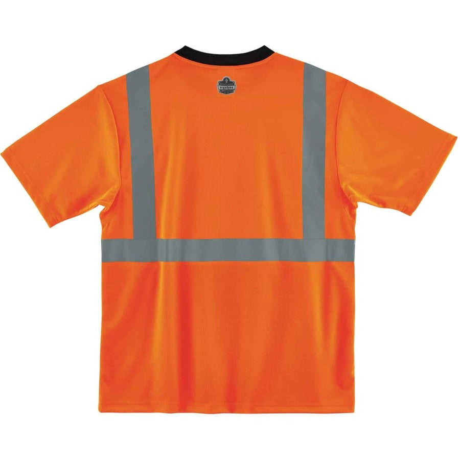 Ergodyne 8289BK Type R Class 2 Hi-Vis T-Shirt, 4XL, Orange/Black, Polyester, Breathable, Moisture Wicking, UV Resistant, Lightweight, Front Pocket, 1 Each
