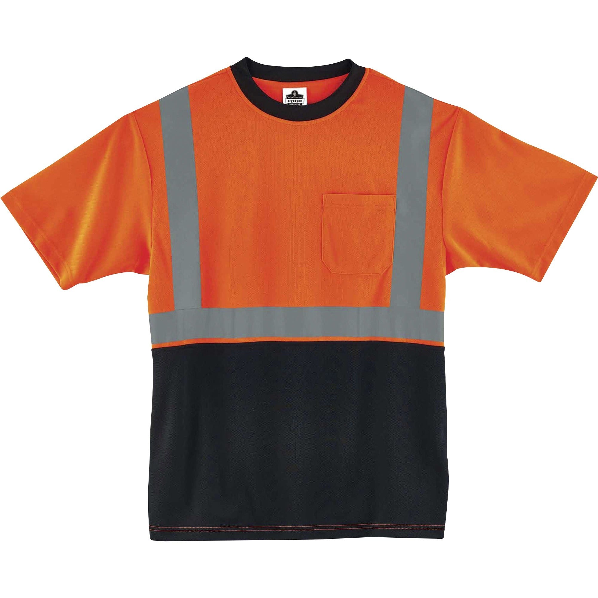 Ergodyne 8289BK Type R Class 2 Hi-Vis T-Shirt, 4XL, Orange/Black, Polyester, Breathable, Moisture Wicking, UV Resistant, Lightweight, Front Pocket, 1 Each