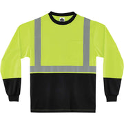 Ergodyne 8281BK Type R Class 2 High-Visibility Long Sleeve T-Shirt, Large, Lime/Black, Polyester, 1 Each