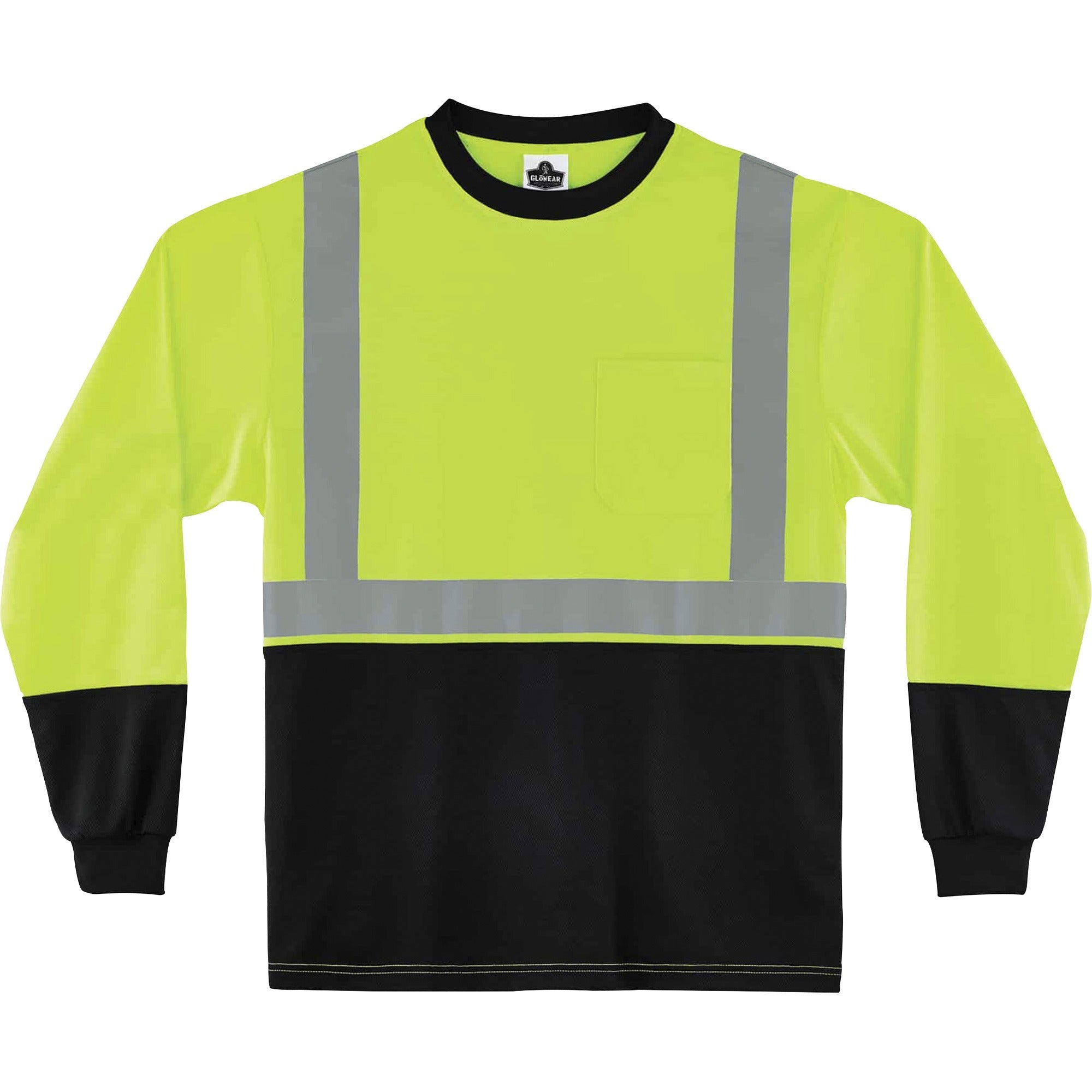 Ergodyne 8281BK Type R Class 2 High-Visibility Long Sleeve T-Shirt, 5XL, Lime/Black, Polyester, 1 Each