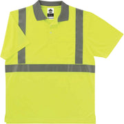 Ergodyne 8295 Type R Class 2 Polo Shirt, Small, Unisex, Polyester, Lime, 1 Each