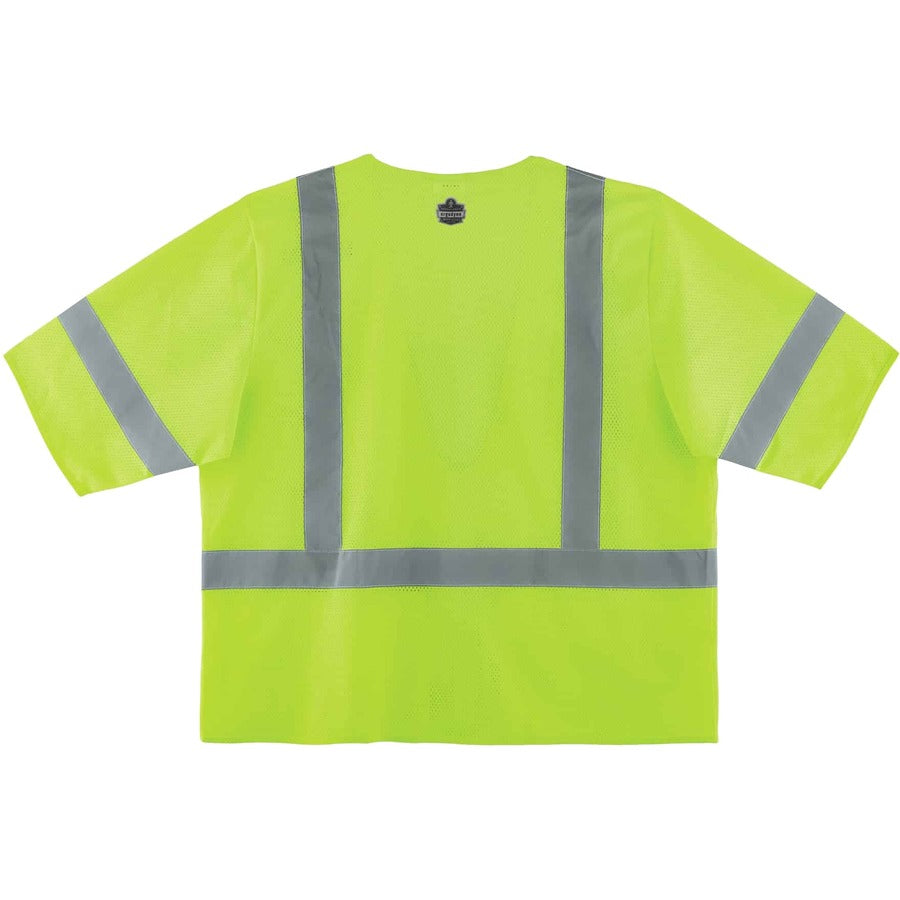 Ergodyne 8320Z Type R Class 3 Standard Vest, 2XL/3XL, Zipper Closure, Polyester Mesh, Lime, Pocket, Mic Tab, Reflective, 1 Each
