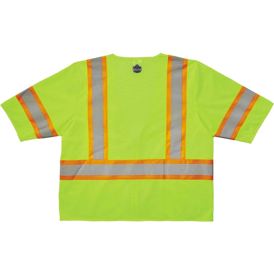 Ergodyne 8330Z Type R Class 3 Two-Tone Vest, Large/Extra Large, Zipper Closure, Polyester Mesh, Lime, Pocket, Mic Tab, Reflective, 1 Each