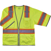 Ergodyne 8346Z Two-Tone Hi-Vis Class 3 Surveyor Vest, Small/Medium, Zipper Closure, Lime, Breathable, Reflective Strip, Cell Phone Pocket, Badge Holder, Chest Pocket, Pen Slot, Interior Pocket, 1 Each