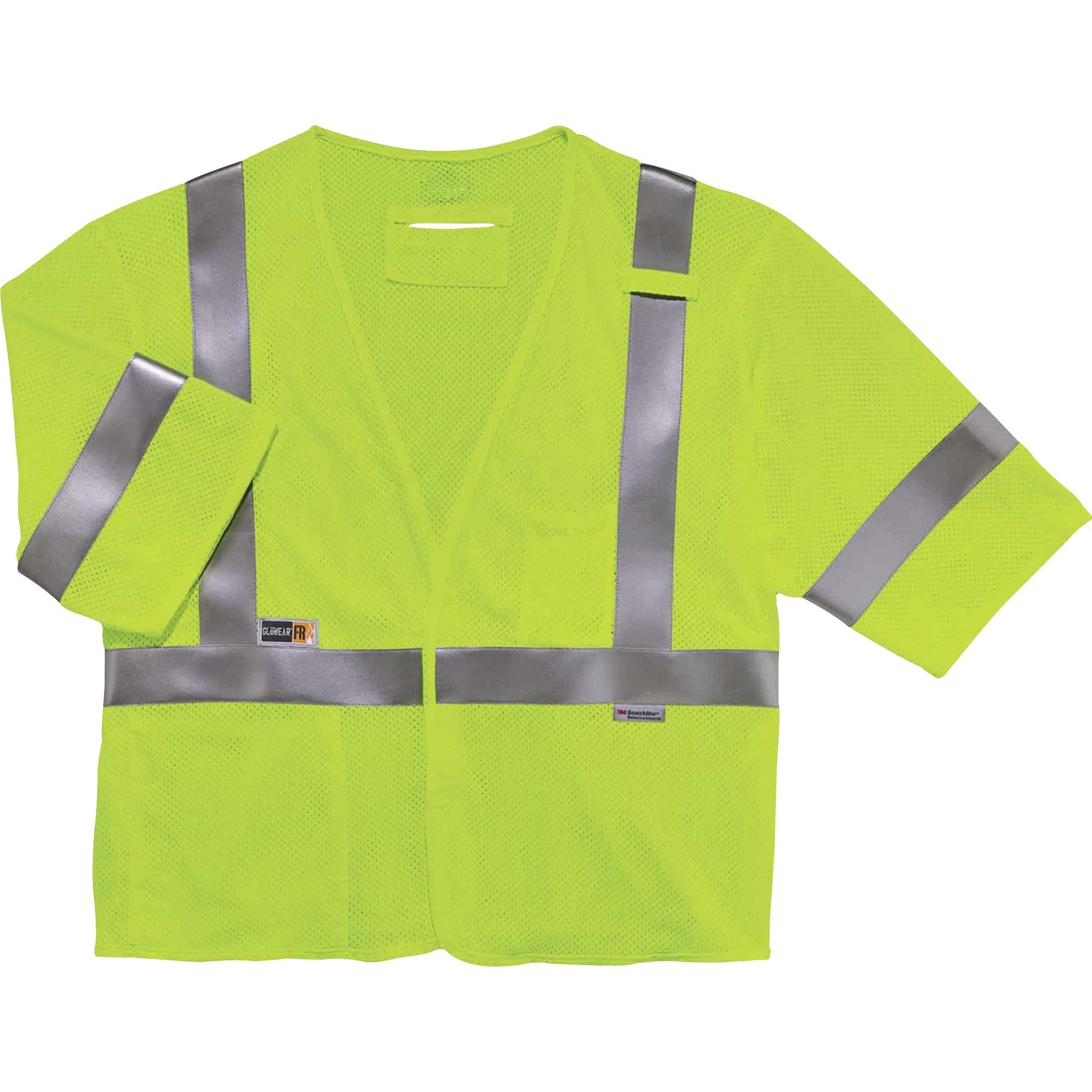 Ergodyne GloWear 8356FRHL Type R Class 3 Flame-Resistant Modacrylic Vest, Small/Medium, Lime, Hook & Loop Closure, Reflective, High Visibility, Breathable, Interior Pocket, Pen Slot, 1 Each