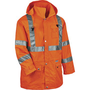 Ergodyne 8365 Type R Class 3 Hi-Vis Rain Jacket, 3X-Large, Orange, Polyurethane, Breathable, Reflective, Inset Hood, Storm Flap, Snap Closure, Cell Phone & Chest Pocket, 1 Each