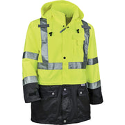 Ergodyne 8365BK Type R Class 3 Hi-Vis Lime Rain Jacket, 4-Xtra Large, Waterproof, Breathable, Reflective, Inset Hood, Snap and Zipper Closures, 1 Each
