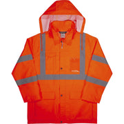 Ergodyne 8366 Lightweight Hi-Vis Rain Jacket, Type R Class 3, 4XL, Orange, Polyurethane/150D Oxford Polyester, Hook & Loop Wrist, Drawstring Closure, Reflective, Machine Washable, 1 Each