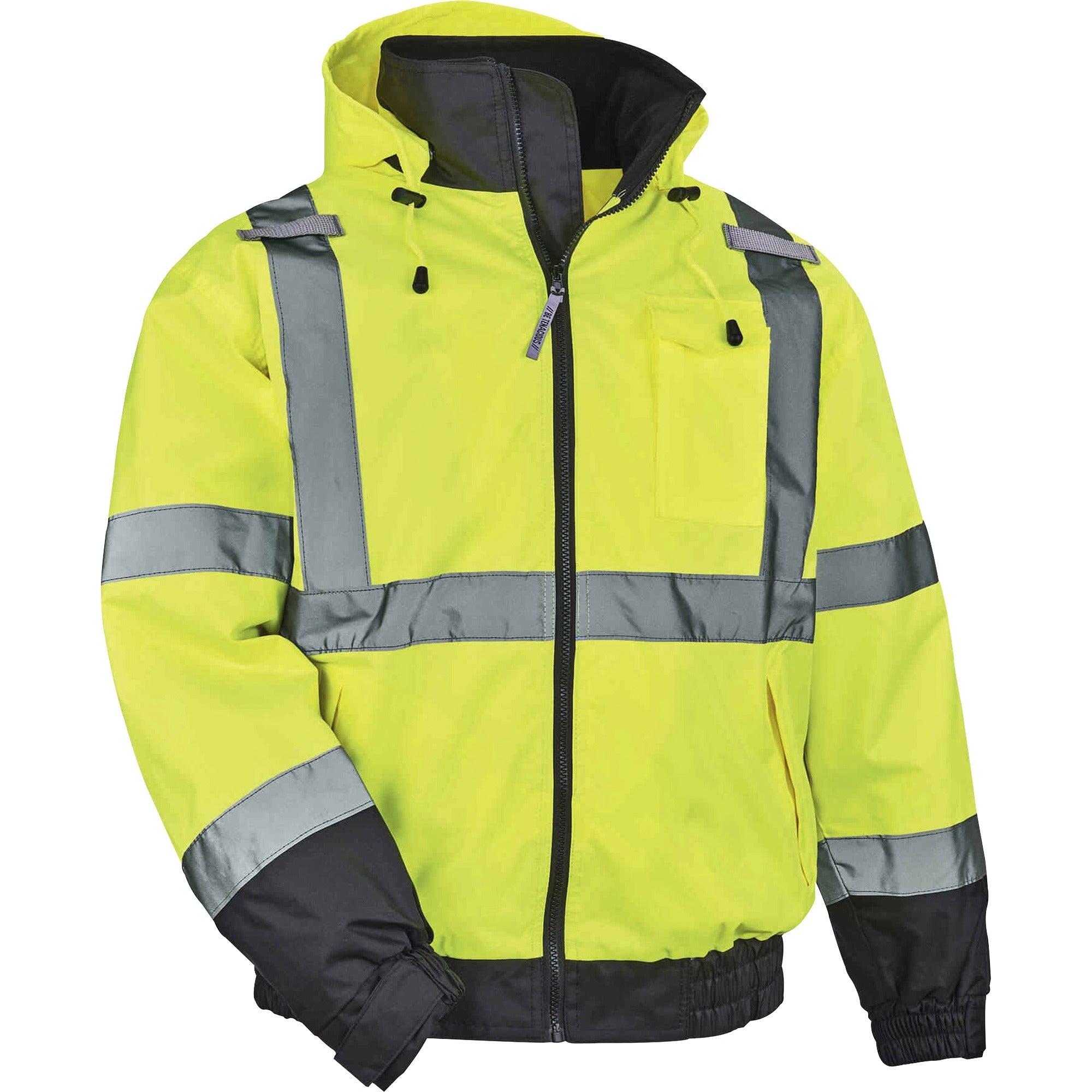 Ergodyne 8379 Type R Class 3 Hi-Vis Fleece Lined Bomber Jacket, Lime, 5X-Large, 1 Each