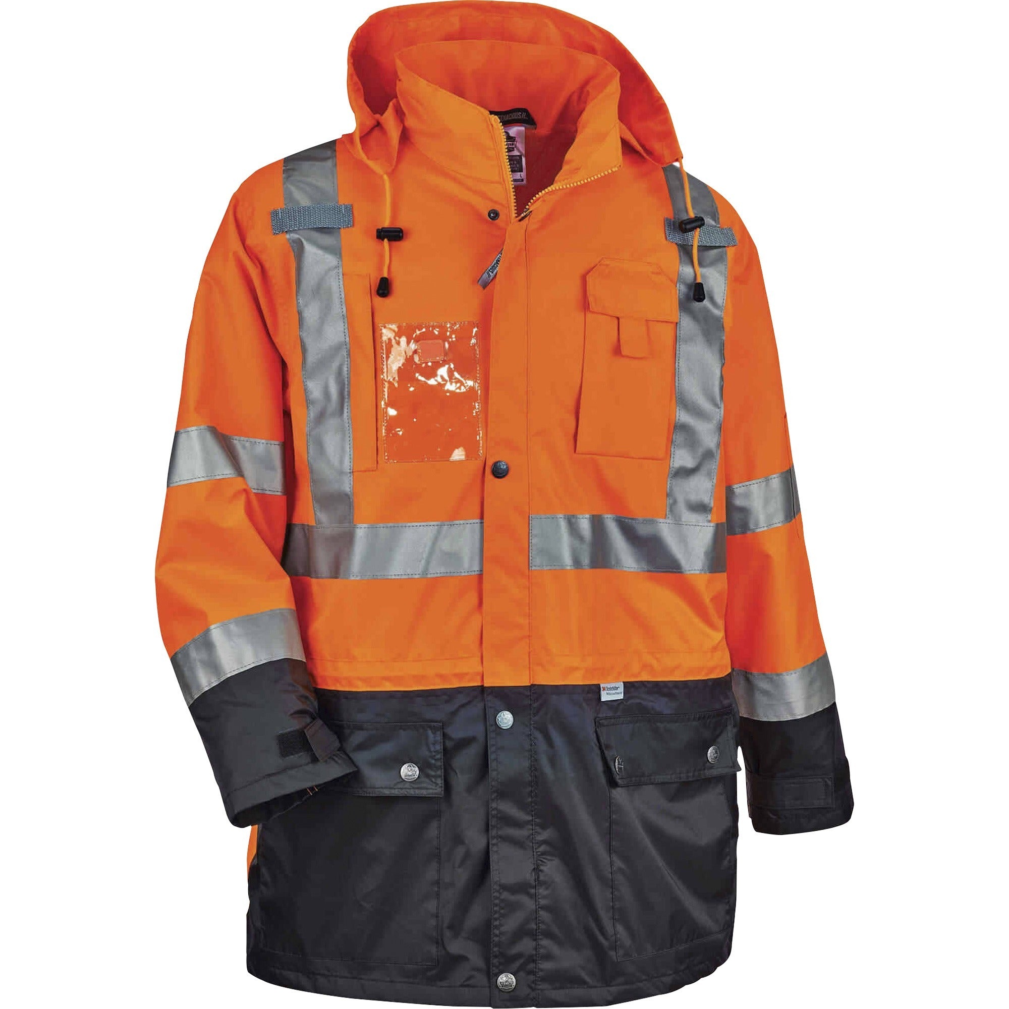 Ergodyne 8386 Type R Class 3 Outer Shell Jacket, Large, Orange, 300D Oxford Polyester, Zipper Closure, Reflective, Breathable, Inset Hood, Multiple Pockets, Drawstring, Badge Holder, 1 Each