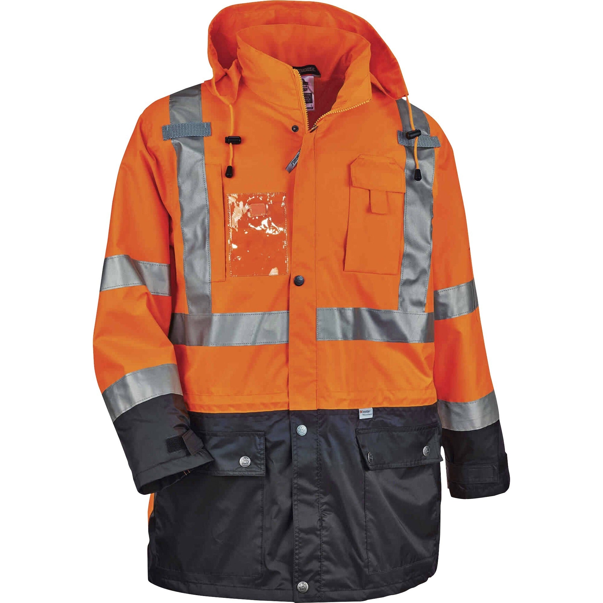Ergodyne 8386 Type R Class 3 Outer Shell Jacket, 2-Xtra Large, Orange, 300D Oxford Polyester, Zipper Closure, Reflective, Breathable, Inset Hood, Multiple Pockets, 1 Each