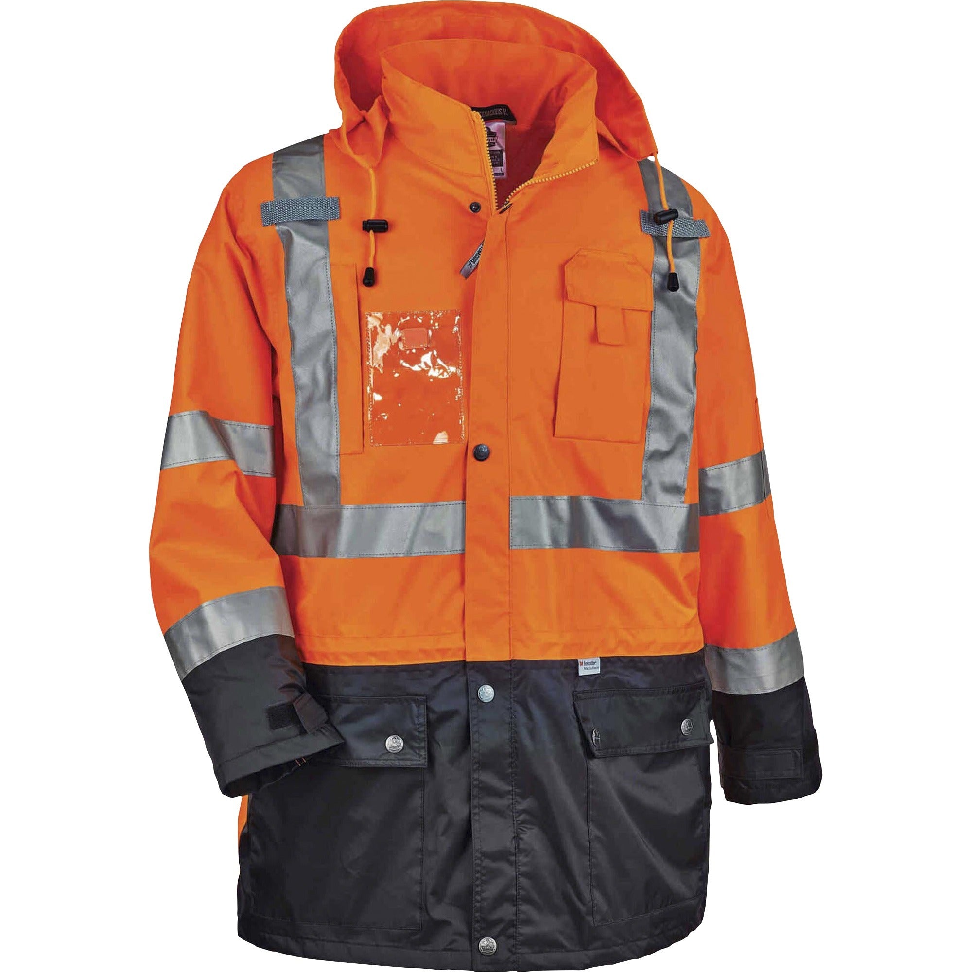Ergodyne 8386 Type R Class 3 Outer Shell Jacket, 4-Xtra Large, Orange, Zipper Closure, Breathable, Reflective, Inset Hood, Multiple Pockets, Weather Proof, 1 Each
