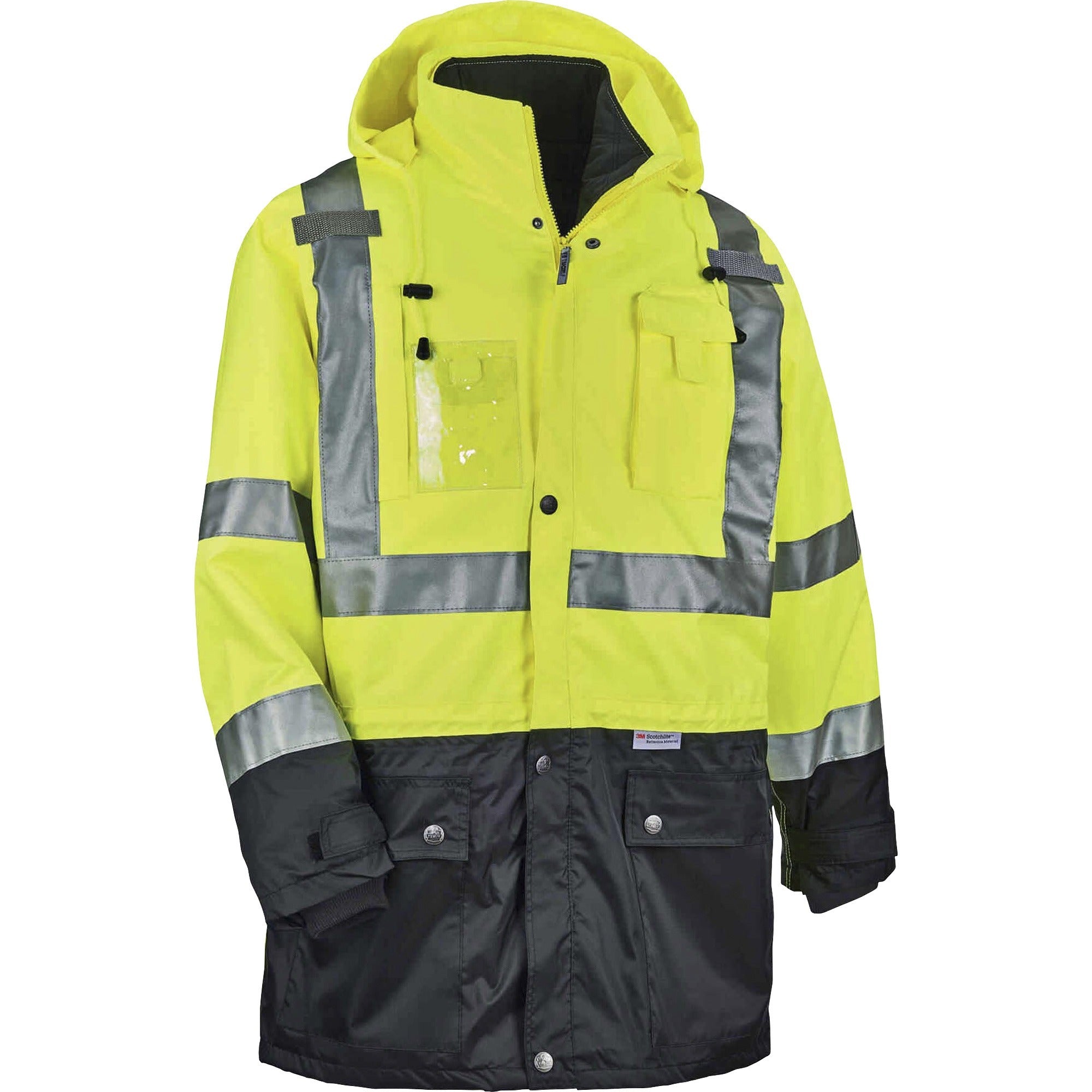 Ergodyne 8388 Type R Class 3/2 Thermal Jacket Kit, 5-Xtra Large, Lime, Polyurethane/300D Oxford Polyester/Thinsulate, Zipper Closure, Reflective, Weather Proof, Inset Hood, Multiple Pockets, 1 Each