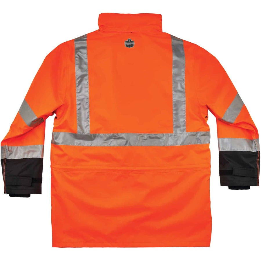 Ergodyne 8388 Type R Class 3/2 Thermal Jacket Kit, 2-Xtra Large, Orange, Zipper Closure, Polyurethane/300D Oxford Polyester/Thinsulate, Reflective, Weather Proof, Inset Hood, Multiple Pockets, 1 Each