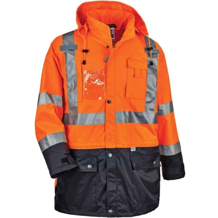 Ergodyne 8388 Type R Class 3/2 Thermal Jacket Kit, 3X-Large, Orange, 300D Oxford Polyester, Thinsulate, Zipper Closure, Reflective, Weather Proof, Inset Hood, Multiple Pockets, Badge Holder, 1 Each