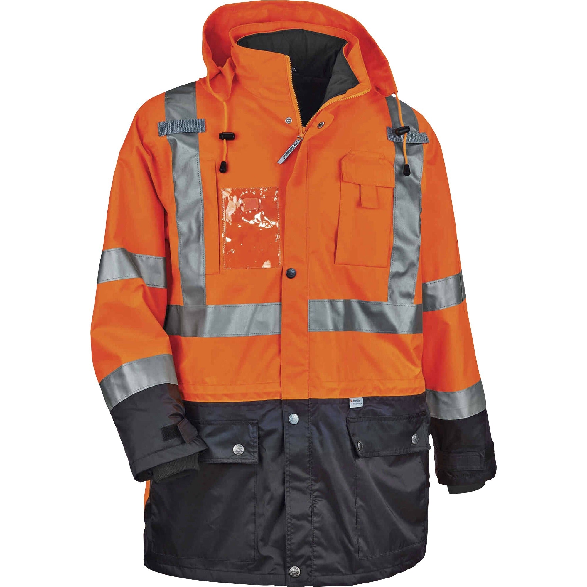 Ergodyne 8388 Type R Class 3/2 Thermal Jacket Kit, 5-Xtra Large, Orange, Zipper Closure, Polyurethane/300D Oxford Polyester/Thinsulate, Reflective, Weather Proof, Inset Hood, Multiple Pockets, 1 Each