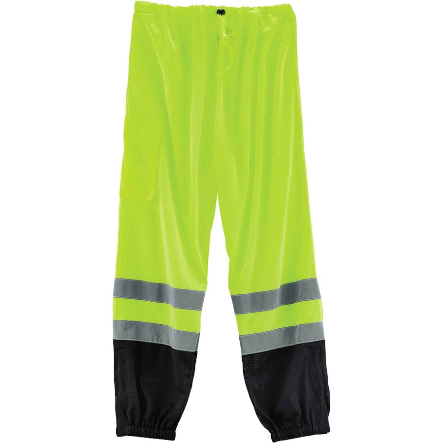 Ergodyne 8910BK Class E Bottom Hi-Vis Pants, Small/Medium, Lime/Black, Polyester Mesh, 1 Each