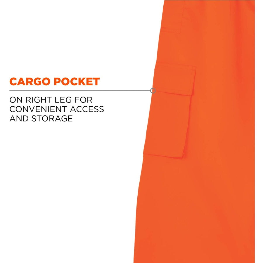 Ergodyne 8915 Class E Rain Pants, Medium, Orange, 300D Oxford Polyester/Polyurethane/Polyester Mesh, 1 Each