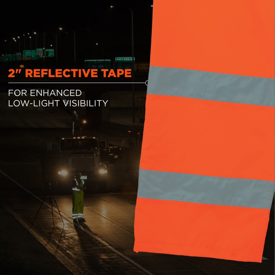 Ergodyne GloWear 8915 Class E Hi-Vis Rain Pants, 3X-Large, Orange, 300D Oxford Polyester with Polyurethane Coating, 1 Each