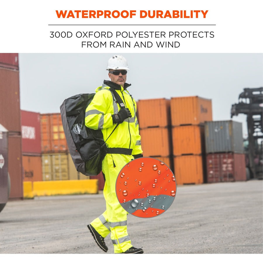 Ergodyne GloWear 8915 Class E Hi-Vis Rain Pants, 3X-Large, Orange, 300D Oxford Polyester with Polyurethane Coating, 1 Each