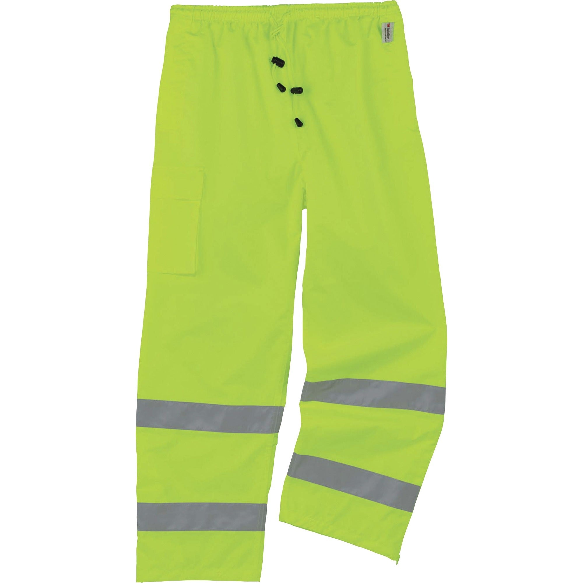 Ergodyne GloWear 8915 Class E Hi-Vis Rain Pants, 3X-Large, Lime, 300D Oxford Polyester with Polyurethane Coating, 1 Each