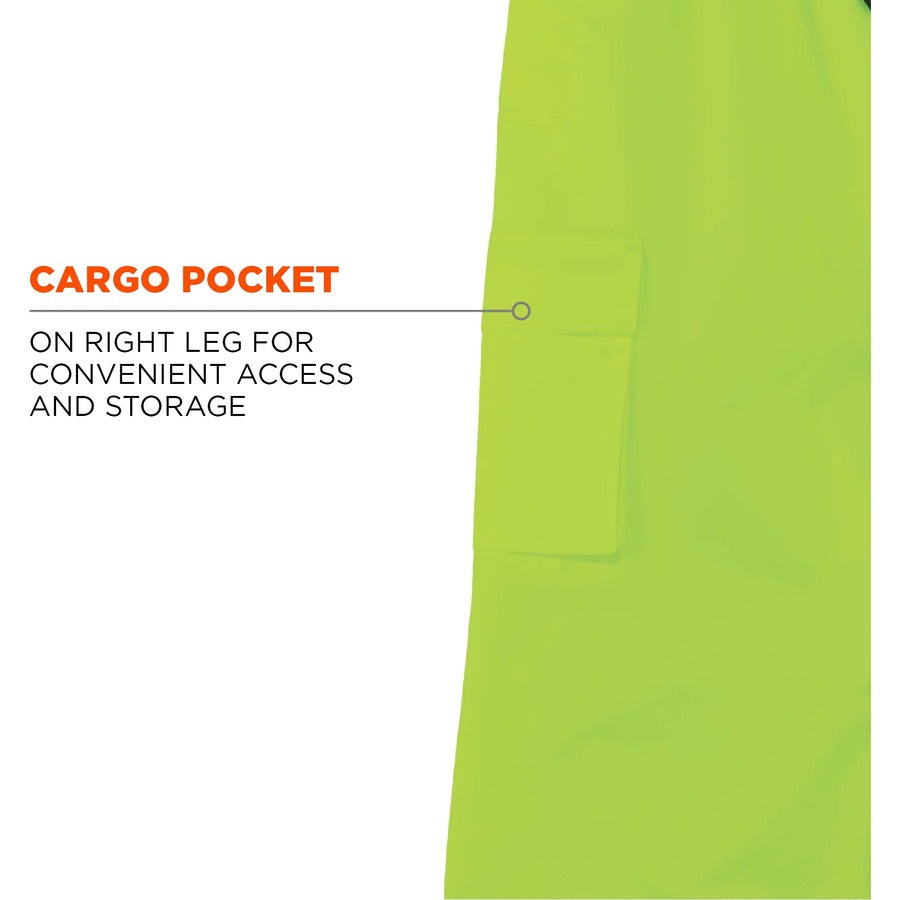 Ergodyne GloWear 8915 Class E Hi-Vis Rain Pants, 4XL, Lime, 300D Oxford Polyester/Polyurethane, 1 Each