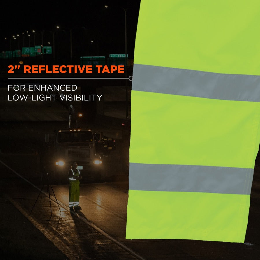 Ergodyne GloWear 8915 Class E Hi-Vis Rain Pants, 4XL, Lime, 300D Oxford Polyester/Polyurethane, 1 Each