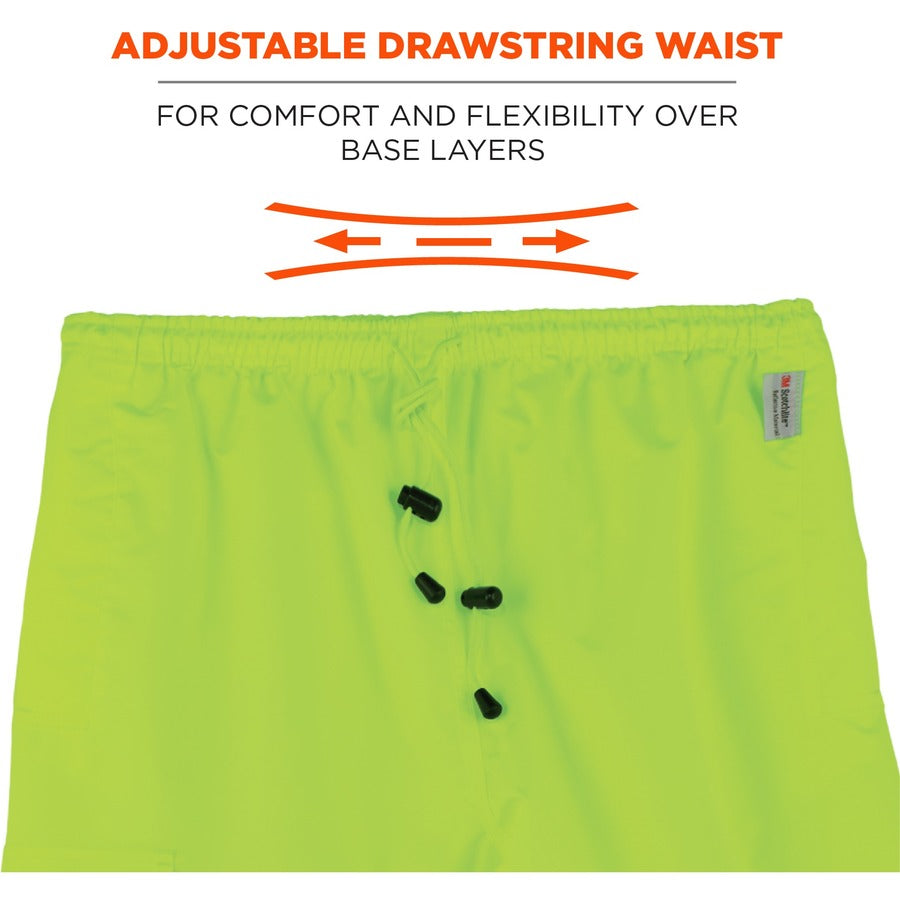 Ergodyne GloWear 8915 Class E Hi-Vis Rain Pants, 4XL, Lime, 300D Oxford Polyester/Polyurethane, 1 Each