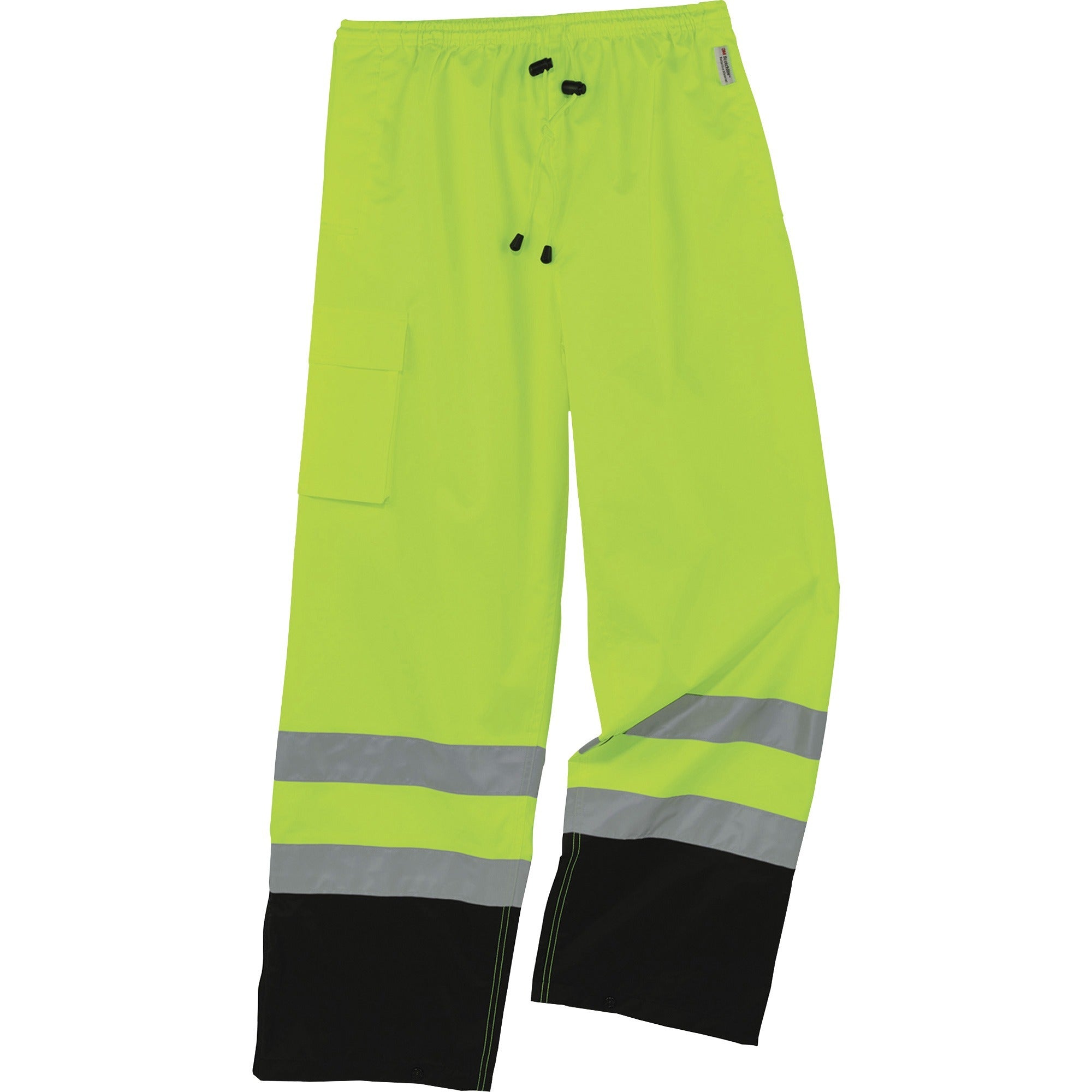Ergodyne 8915BK Class E Bottom Rain Pants - For Rain Protection - Large (L) Size - Lime - 300D Oxford Polyester, Polyurethane, Polyester Mesh