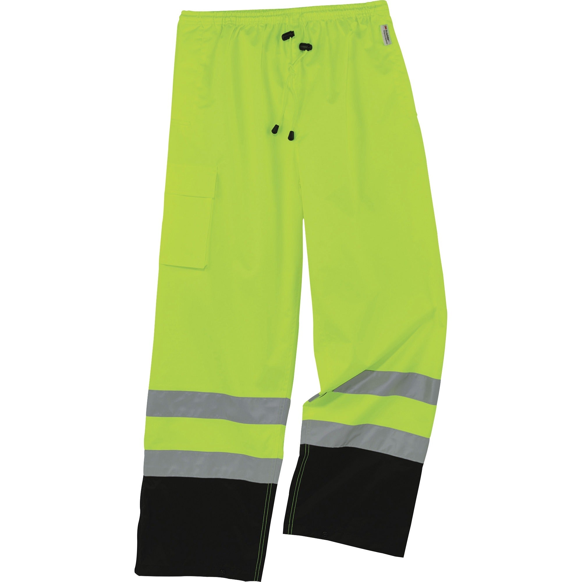 Ergodyne 8915BK Class E Bottom Rain Pants - For Rain Protection - Extra Large (XL) Size - Lime - 300D Oxford Polyester, Polyurethane, Polyester Mesh