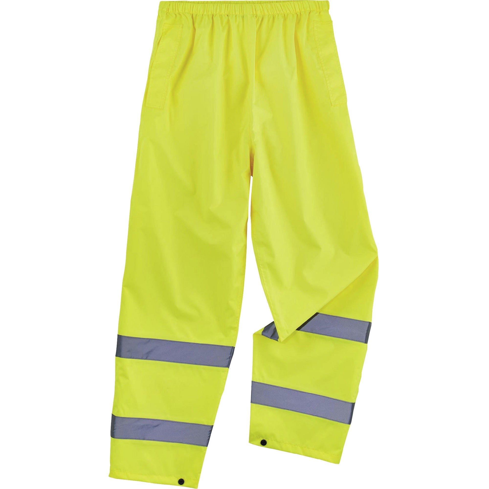 Ergodyne 8916 Lightweight Hi-Vis Rain Pants - Class E - For Rain Protection - Small (S) Size - Lime - Polyurethane, 150D Oxford Polyester